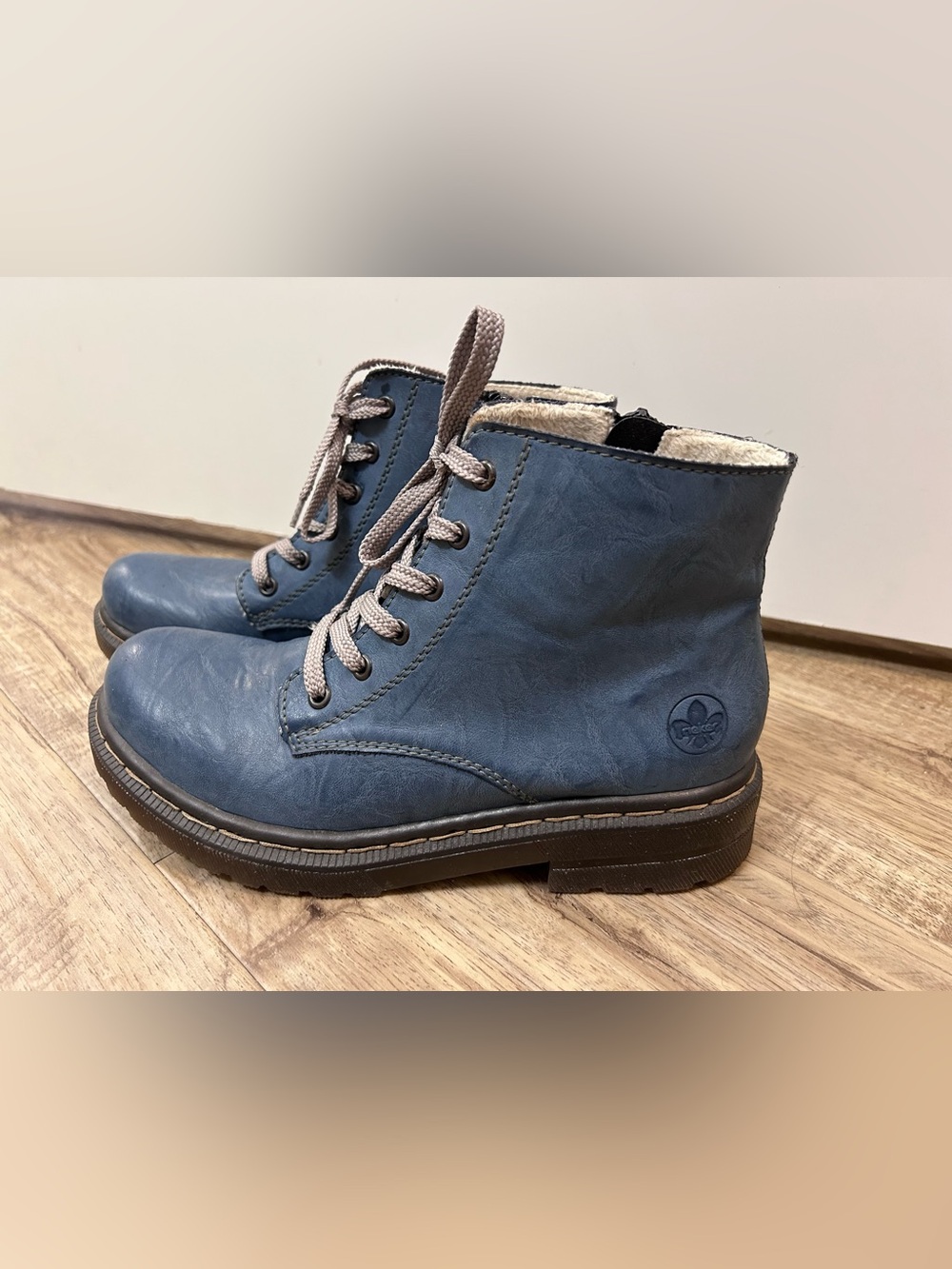 Rieker 78240 Combat Boots Paris boot Women's blue Lace-Up